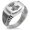 Silver, variant on Stainless Steel Mjolnir Thor's Hammer Viking Norse CZ Ribbed Needle Stripe Pattern Biker Style Polished Ring