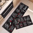 thumbnail image 1 of Black Love Heart Kitchen Rugs Set - Non-Skid Washable Red Heart Mats, My Sweet Home Runner Rug, Modern Phrase Doodle Kitchen Decor, Set of 2, Adds a Romantic Touch, 1 of 6