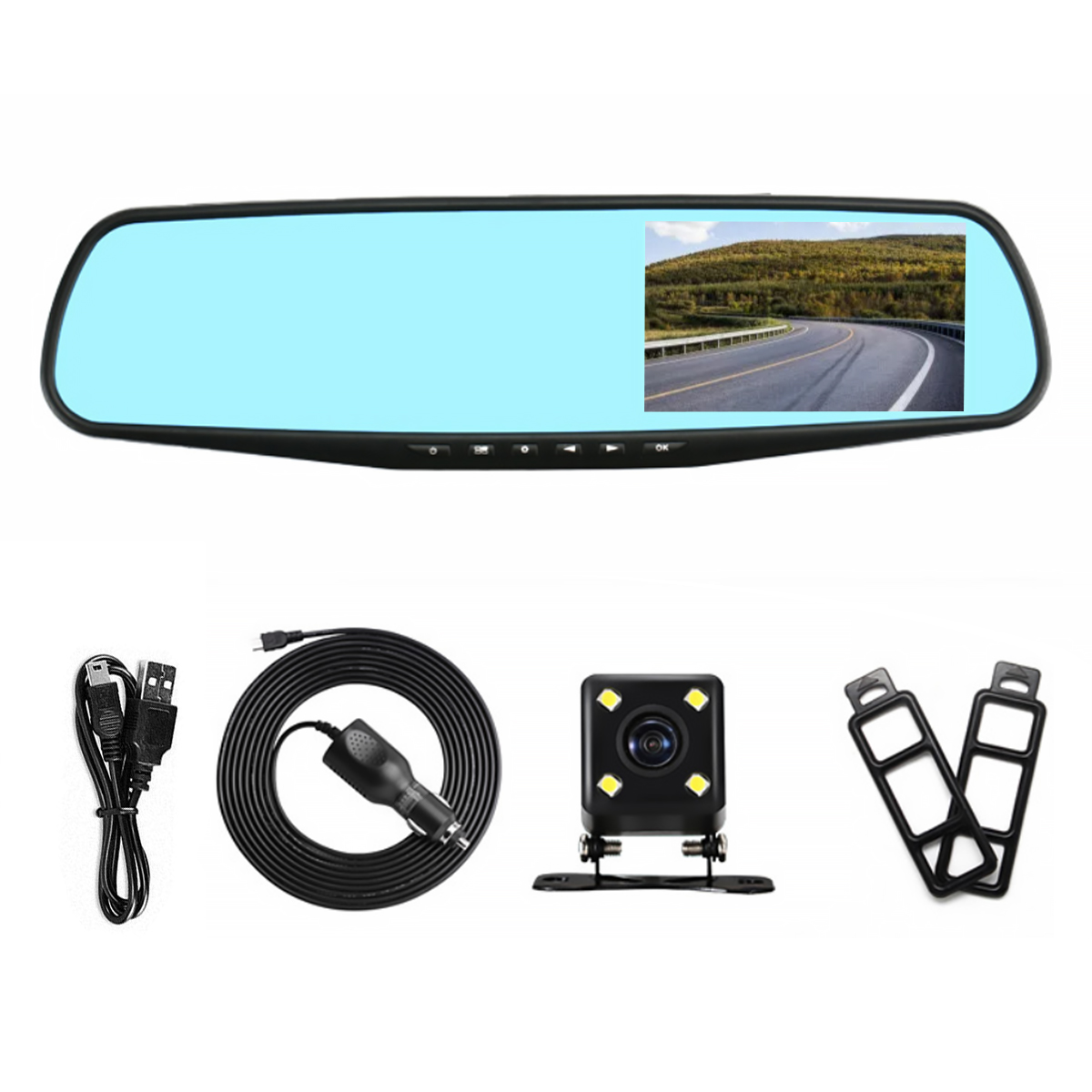 Austok 4.3 Inch LCD DVR Mirror Dash Cam Rear View Mirror Camera 170