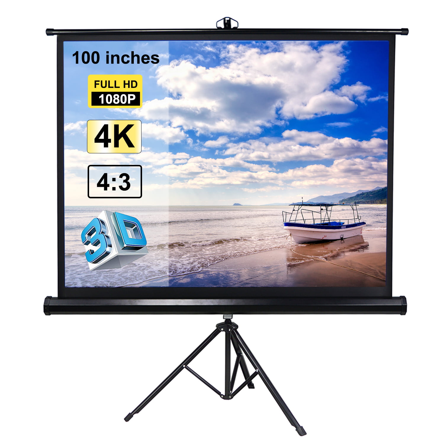 Projection Screen Projector Screen 4:3 60 Inch Projector Curtain Weddings Portable White Movies 