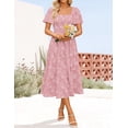 thumbnail image 3 of Vestido ZESICA para mujer, estilo bohemio, floral, playa, rosa, talla L, 3 of 7