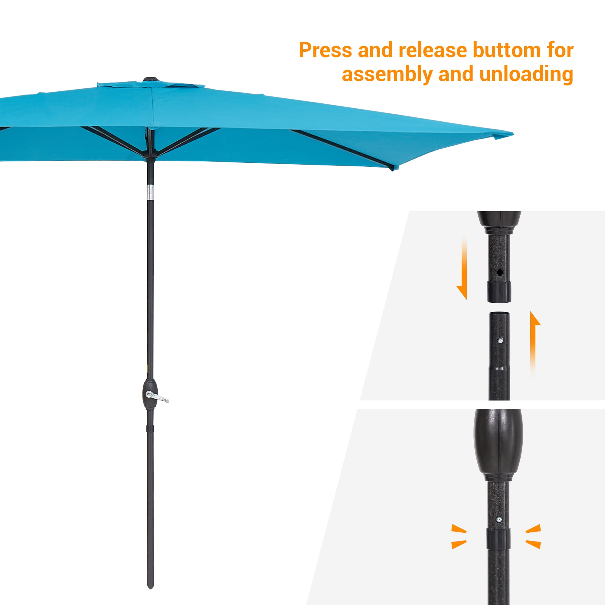 ACEGOSES 10 x 6.5ft Outdoor Patio Table Umbrella with Non-Fading canopy for Garden and Yard,Lake Blue