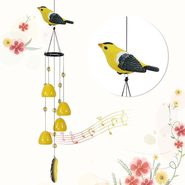 Carillones de viento de pájaros para exteriores, regalos de pájaros jilguero, campanas de viento de pájaro amarillo, decoraciones al aire libre, decoración colgante para jardín, Patio y pati