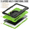 thumbnail image 4 of SaniMore for Samsung Galaxy Tab S8 Ultra 14.6 SM-x900/x906 Back Case with 360° Rotating Kickstand Holder Screen Protector Tri-layer Heavy Duty Drop-resistant Shockproof Case, Black+Green, 4 of 7