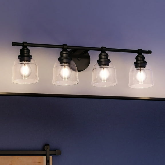 Luxury Vintage Bath Light, 7.875H x 29W, with Transitional Style, Midnight Black, UHP4307 by Urban Ambiance