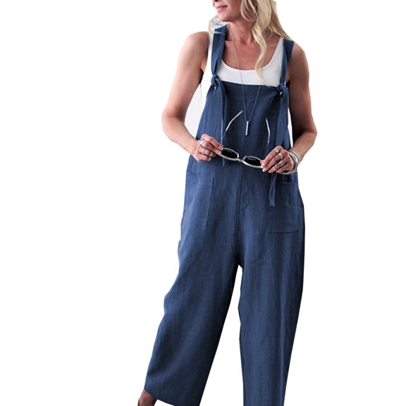 Women's Casual Loose Linen Cotton Jumpsuit Playsuit Trousers Overalls Clothes