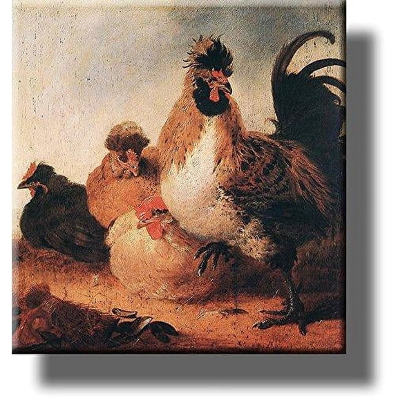 Rooster and Hens by Cuyp Picture on Stretched Canvas, Wall Art Decor, Ready to Hang!