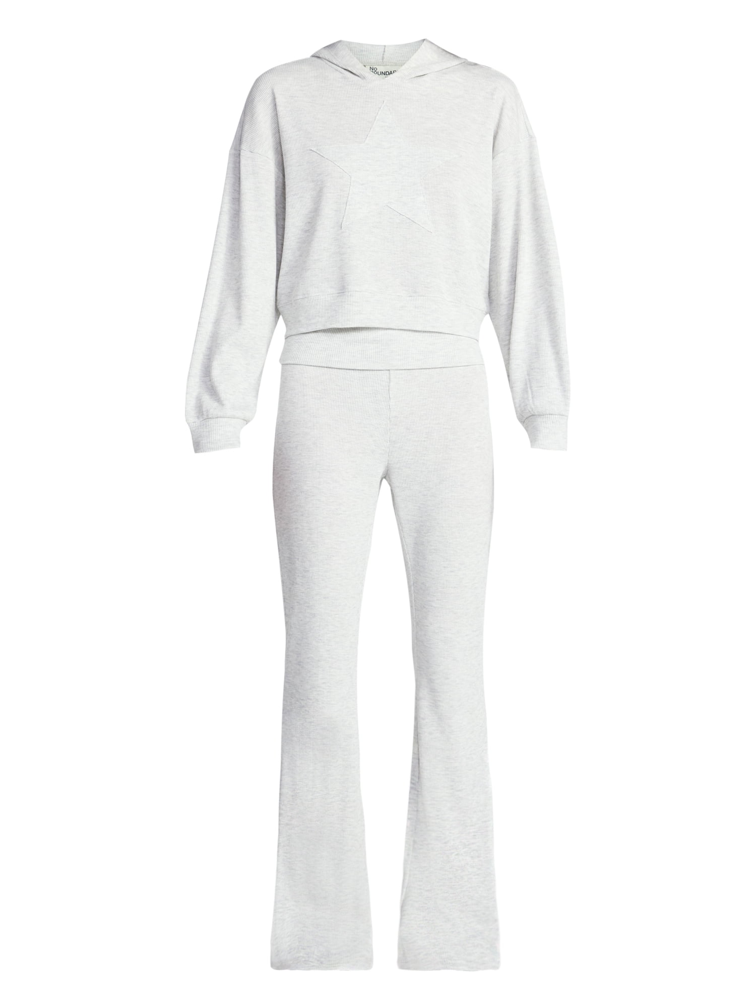 No Boundaries Star Hoodie with Fold Over Flare Pant Set, 2-Piece, Women's