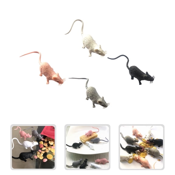 BESTOYARD 24Pcs Plastic Mouse Figurines Multi Color Compact Garden Decor PVC Material