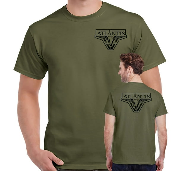 Stargate Atlantis Pegasus Logo Double Sided Military Green Adult Shirt-Medium