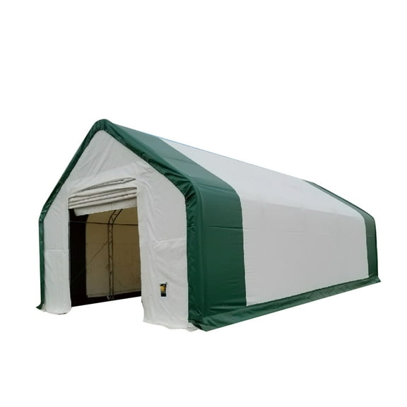 20 x 40ft Peaked Roof Double Truss Container Shelter with 15 oz PVC, 16' Height