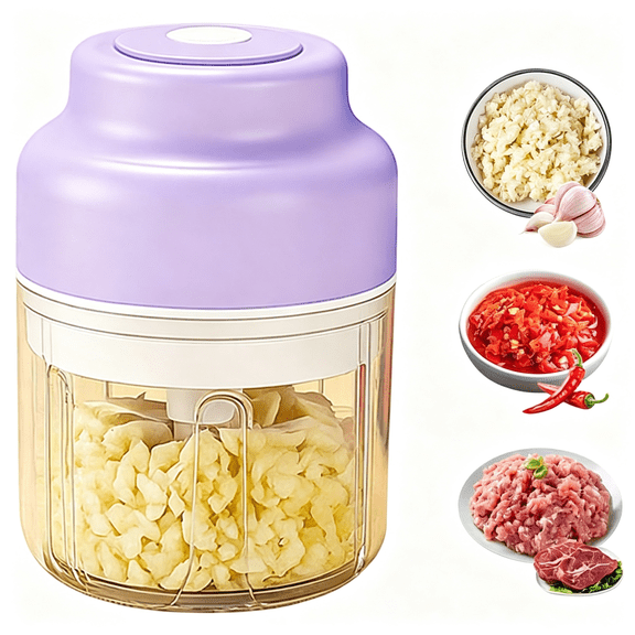 CURYMAY Electric Garlic Chopper,Cordless Rechargeable Mini Food Processor with 6 Stainless Steel Blades,320Ml Portable Chopper for Vegetables Nuts Meat