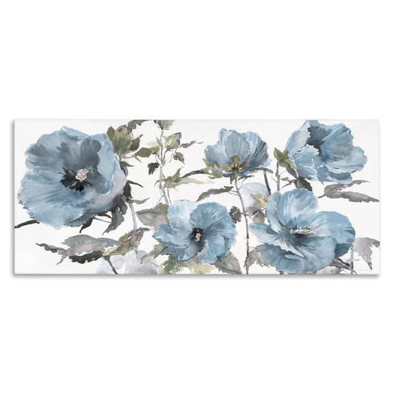 Stupell Industries Blue Poppies on White Plants & Flowers Painting Wrapped Canvas Art Print Wall Art, 24 x 10