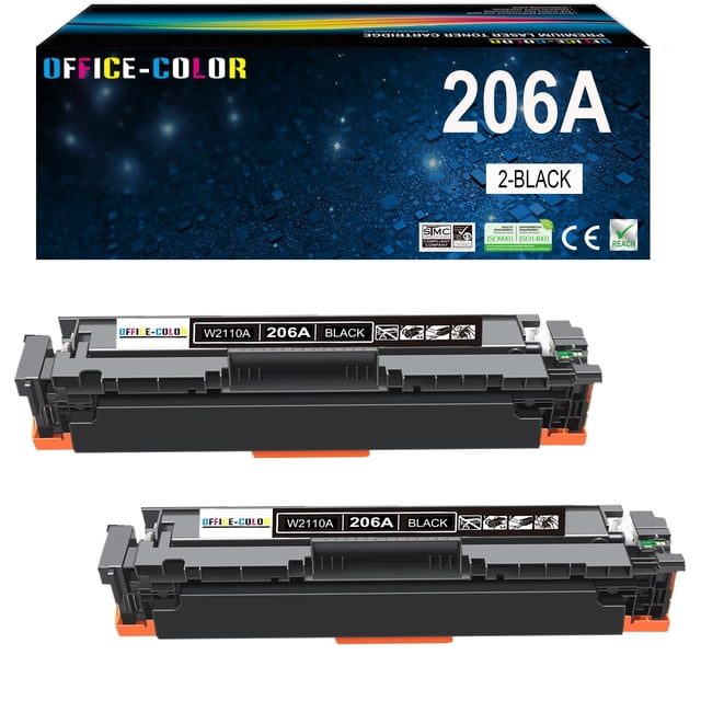 Paquete de 2 cartuchos de tóner de repuesto para HP 206A Black W2110A