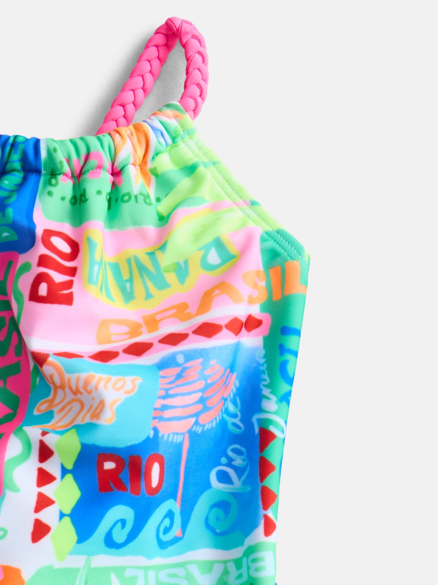 Wonder Nation Girls Cross-Back Strap Print Swim One-Piece, Sizes 4-16