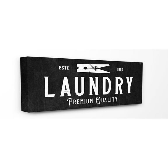 The Stupell Home Decor Collection Vintage Clothespin Premium Quality Laundry Sign with Chalkboard Texture Canvas Wall Art