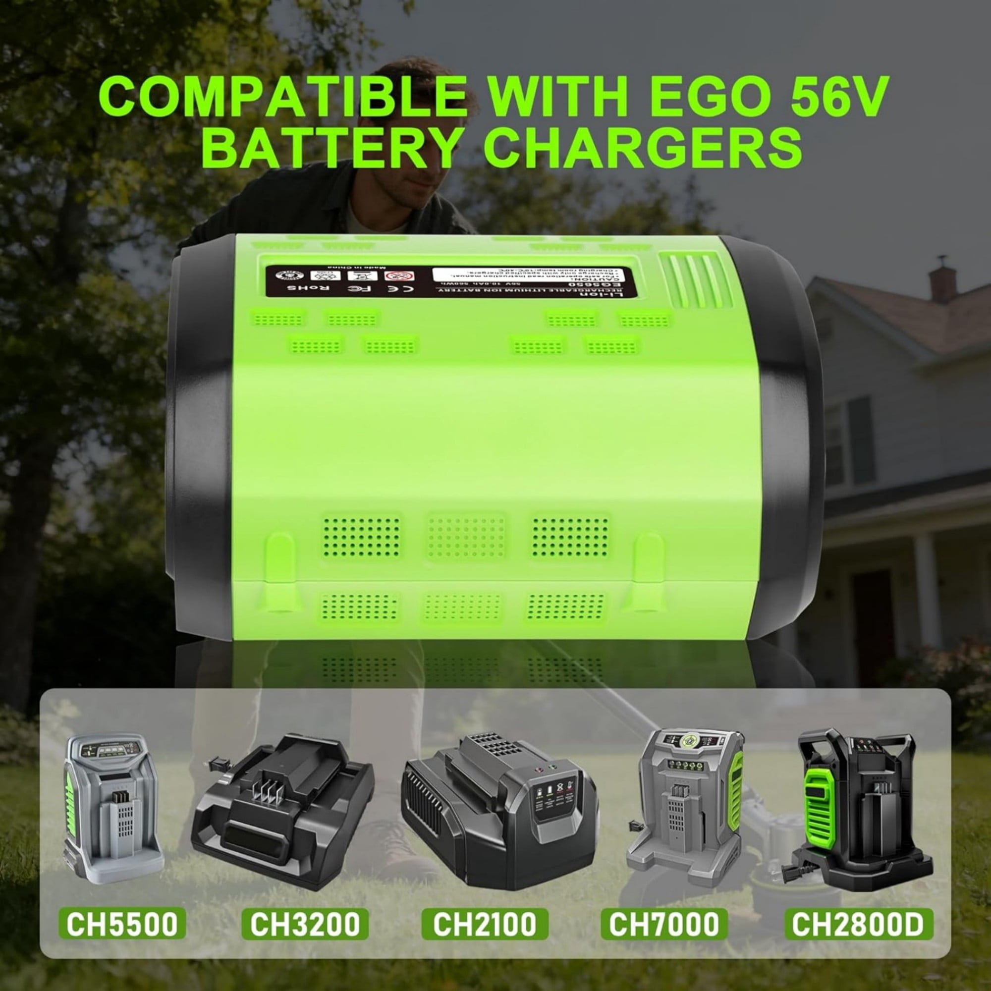 56V 10.0Ah Replacement for EGO POWER+ 56 Volt Lithium Battery BA2800 BA2240