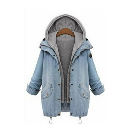 Women Plus Size Long Sleeve Winter Warm Oversized Outwear hooded Cotton Jacket Coat 2Pcs