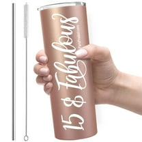 15 & Fabulous 20oz Stainless Steel Tumbler Gifts For 15 Year Old Girls, Gifts For 15 Year Olds, Gift For 15 Year Old Girl, 15th Birthday Decorations For Girls, 15 Year Old Girl Gifts For Birthday