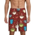 thumbnail image 2 of Picia Coffee Cups Pajama Shorts for Men, Men's Pajama Bottoms, Sleepwear,Short Pajama Pants-Large, 2 of 9