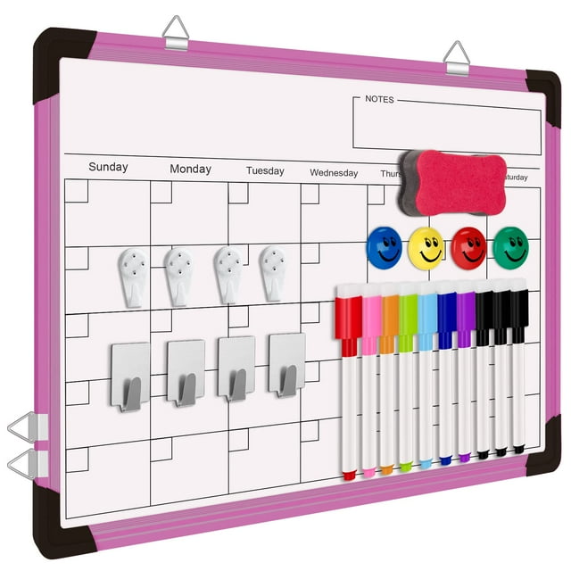 Pizarra blanca con calendario de borrado en seco Polegas, 40 x 30 cm, con accesorios