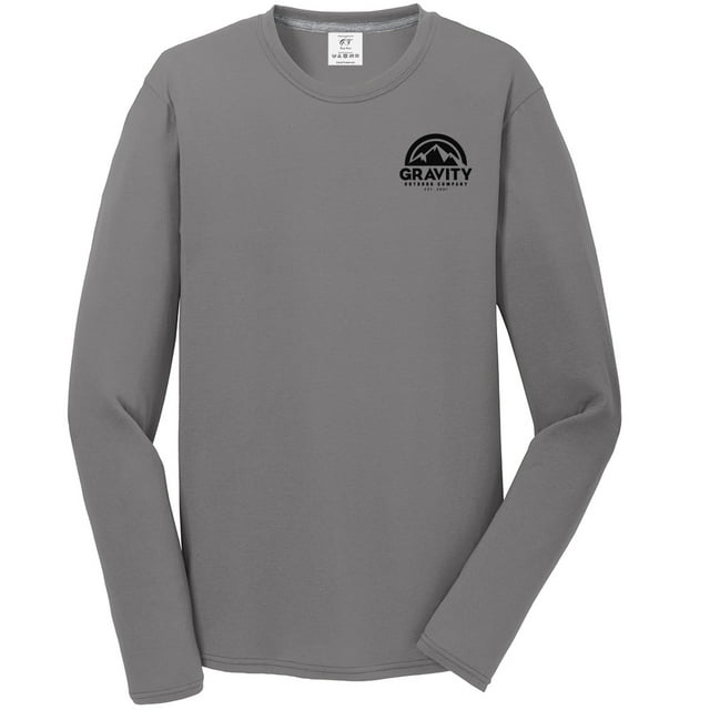 Gravity Outdoor Co. Performance Long Sleeve Shirt - Medium Grey - Black Logo - 3XL