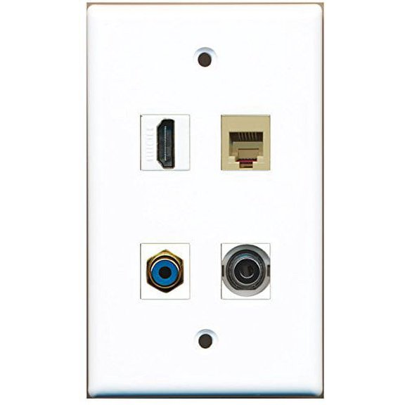 RiteAV - 1 Port HDMI 1 Port RCA Blue 1 Port Phone RJ11 RJ12 Beige 1 Port 3.5mm Wall Plate