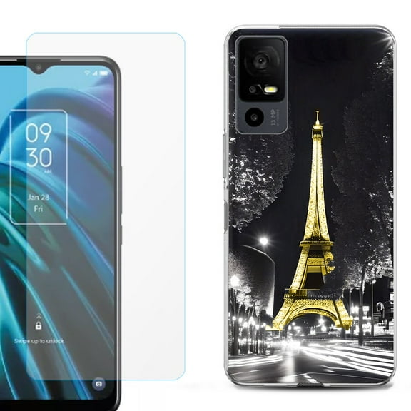 OneToughShield ® for TCL 40 XE 5G Shockproof Fashion Phone Case, with Tempered Glass Screen Protector - Paris Night