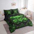 thumbnail image 3 of jejeloiu Spooky Gothic 7-Piece Twin Bedding Sets,Skull Flower Pattern Bedding Comforter Set,Green Black Sheet Sets For Men Women,Super Cozy Room Decor Reversible, 3 of 8