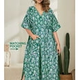 thumbnail image 5 of HAPPY BAY Women's Summer Batik Sleepwear Caftan Maxi Loungewear Dashiki House Dress with Pockets Nightgowns for Women 1X-2X Fern, Floral, 5 of 5