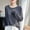 Black, variant on NTACZA Women's Stylish Everyday Tops Striped Crew Neck Long Sleeve Relaxed Fit Casual Tunic Blouses M