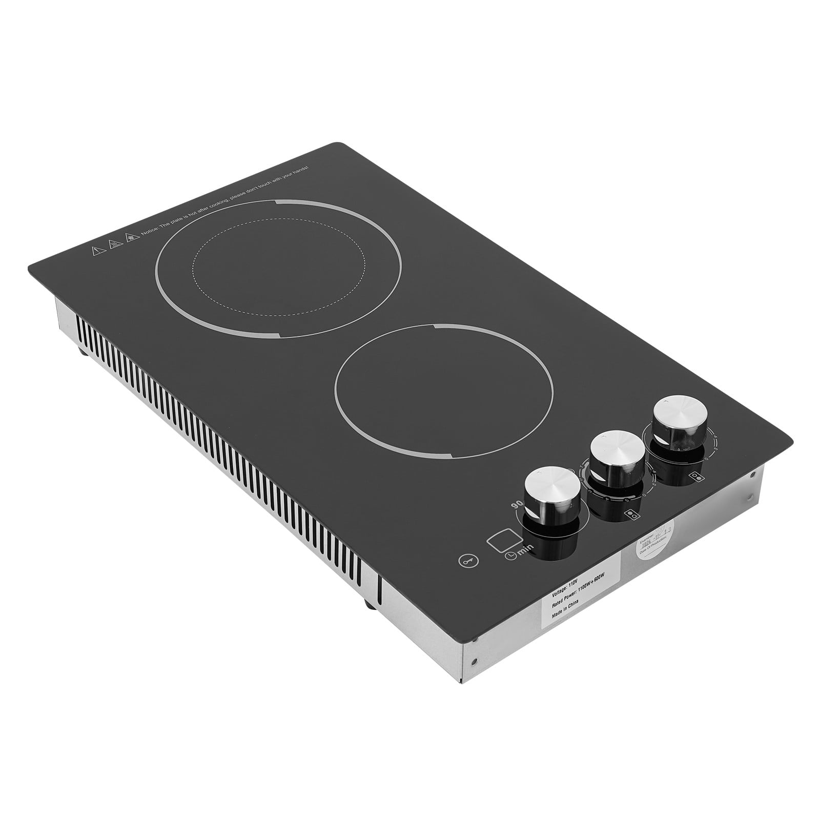 ToppiJoy 2 Burners Electric Ceramic Cooktop, Electric Stove Top Firepower Gears Adjustable with LED Display Safety Lock, for Kitchen Hotel Restaurant