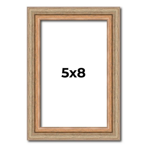 5x8 Frame Brown 60's Wooden Cabinet Solid Wood Picture Frame | 1 Inch Moulding Width | Complete