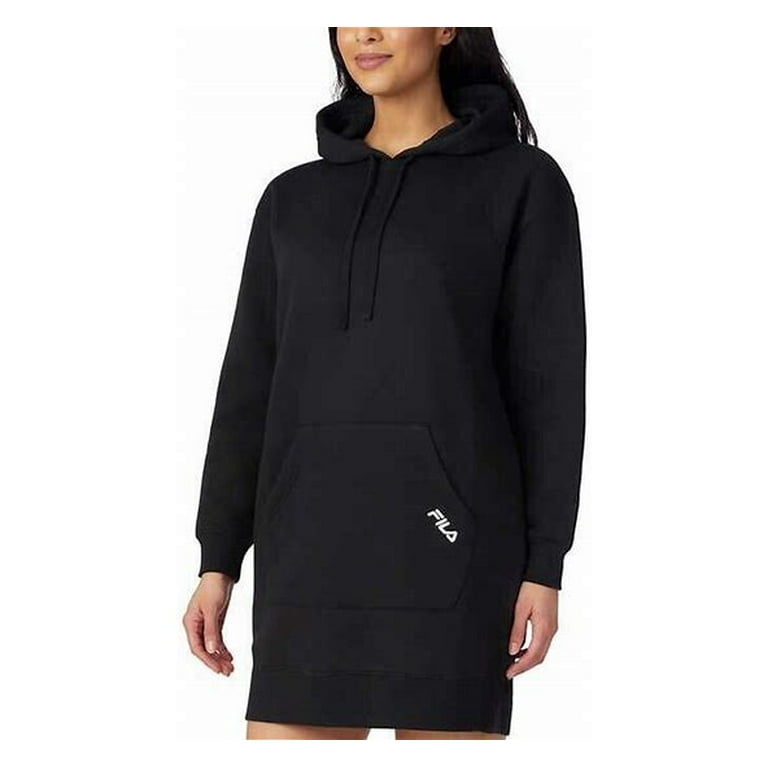 Fila Women s Flannel Hoodie Dress Long Sleeves Kangaroo Pocket Navy M Walmart
