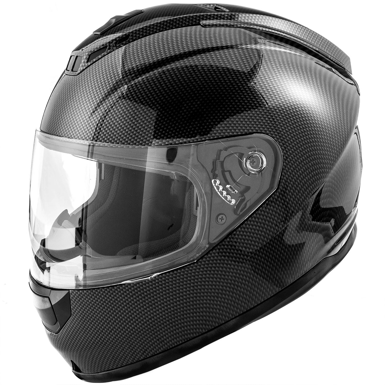 DOT Motorcycle Helmet Full Face KOI Gloss Carbon Fiber w/ Clear Visor