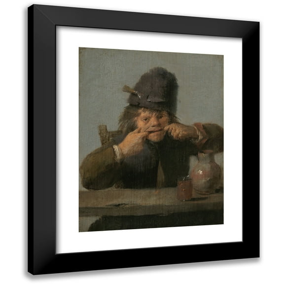 Adriaen Brouwer 12x14 Black Modern Framed Museum Art Print Titled - Youth Making a Face (C. 1632-1635)