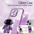 thumbnail image 4 of for iPhone 14 Pro Case Astronaut, Clear Cases for iPhone 14 Pro with Glitter Paper & Spaceman Stand, Women Girls Cute Electroplated Sparkly Space Phone Cover for 14 Pro Purple, 4 of 12