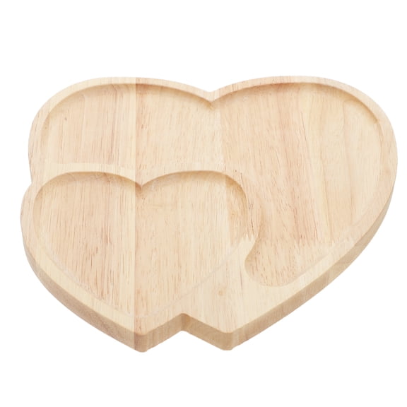 Heart Shaped Wooden Serving Tray Valentine's Day Wood Snack Plate with Compartments Dry Fruits Container Candy Chocolate Dish for Home Hotel Cafe Decor