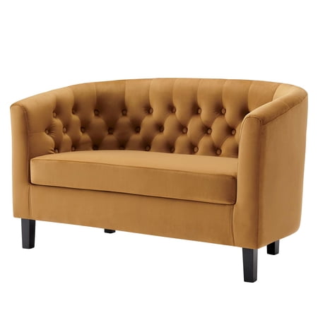 Loveseat Sofa, Velvet, Brown, Modern Contemporary Urban Design, Living Lounge Room Hotel Lobby Hospitality