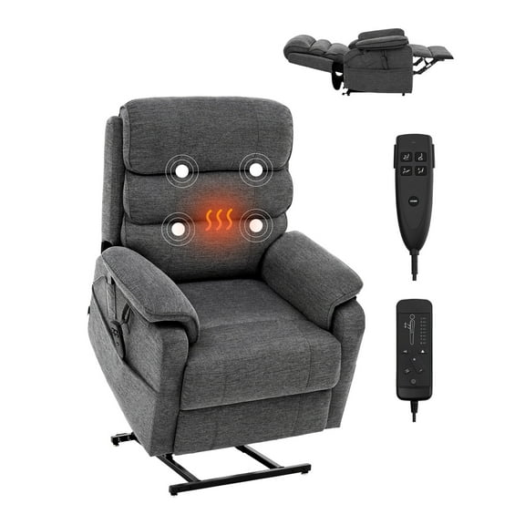 KFFKFF Electric Lift Armchair, Elderly-Friendly Chair with Warming and Massaging Features, Dual Engine Seating with Pair of Fall Prevention Cords, Unlimited Positioning Adjustments