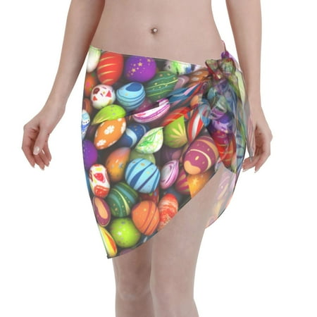 Ocsxa Easter Eggs2 Print Sarong Coverups For Women Bathing Suit Wrap Swimsuit Skirt Beach Bikini Cover Up Swimwear