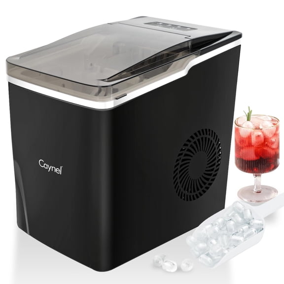 Caynel Portable Ice Maker with Ice Scoop，26LBS /24H，Black