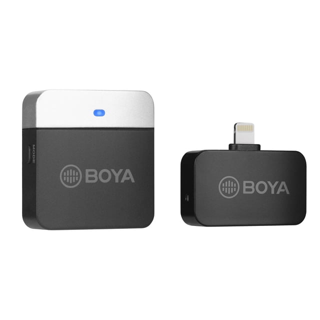 Micrófonos BOYA BY-M1LV-D Sistema de micrófono inalámbrico de 2,4 GHz Transmisor + Receptor Mini micrófono de grabación con Reemplazo para iOS Smartphones Tabletas Vlog Grabación Transmisión en vivo V BOYA Micrófonos