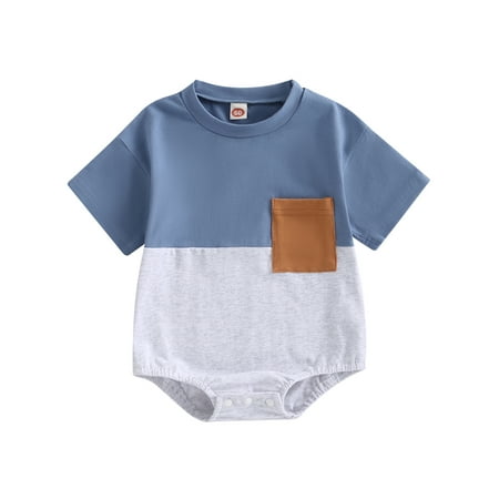 

Wallarenear Baby Boys Girls Oversized Romper T Shirt Short Sleeve Jumpsuit with Pocket