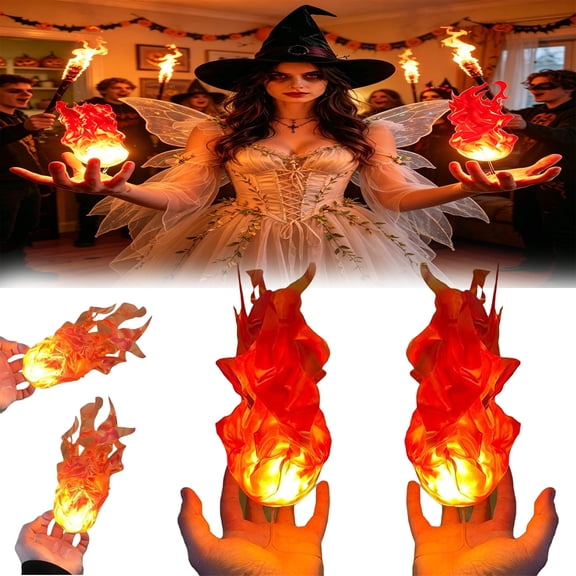 Halloween Floating Fireball, Flame Lamp Prop, Halloween Fireball, Artificial Fake Fire Floating Props No Flame Ghost Fire for Home Halloween Party Cool Playing Decorations, 1 Pack
