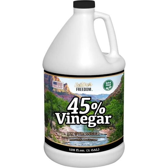 Nature's Freedom 45% Concentrated Vinegar Cleaning Solution, Multi-Purpose Household Cleaner, 1 Gallon