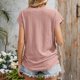 thumbnail image 4 of Blusa de Manga Corta, Color Sólido Casual, Camiseta de Bolsillo con Cuello en V para las Mujeres, 4 of 9