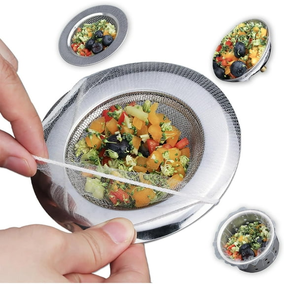200 PCS Kitchen Disposable Mesh Sink Strainer Bag and PP Extraction Box Fits All Size Sink Strainer Elastic Anti-clogging Sink Drain Strainer Collecting Kitchen Food Waste Garbage