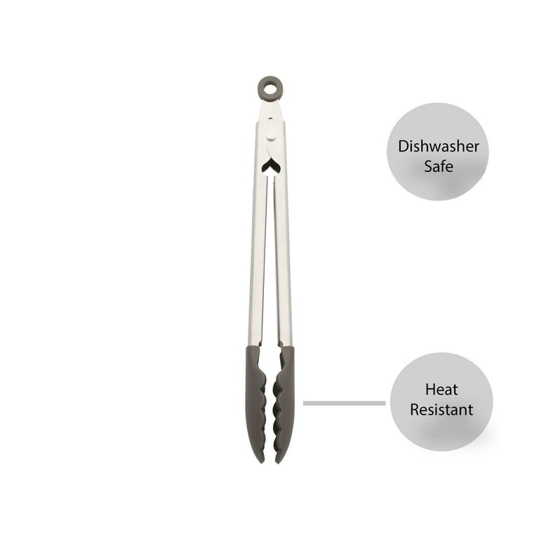 Kitchenaid Stainless Steel Silicone Gray Tipped Tongs