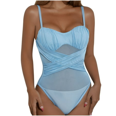 

TFDZ Lingerie Set Lingerie For Women Women s Casual Sexy Fashion Lace Mesh Panel Cutout Eyelashes Lingerie Bodysuit Blue